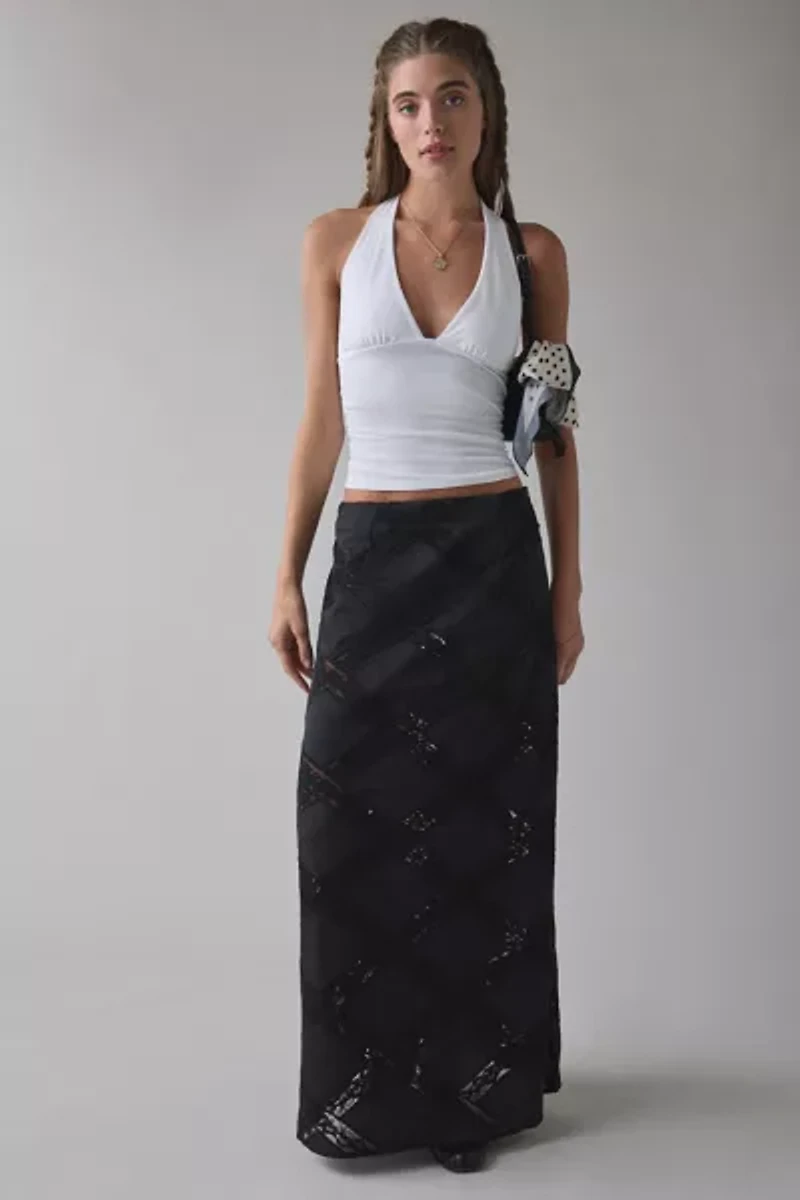 Hosbjerg Priya Sheer Lace Trim Maxi Skirt