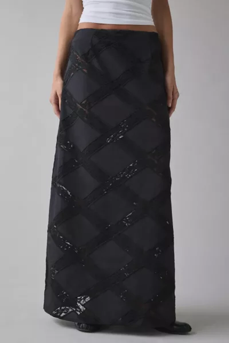 Hosbjerg Priya Sheer Lace Trim Maxi Skirt