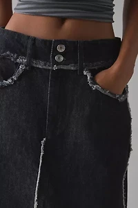 Hosbjerg Penny Frayed Denim Midi Skirt