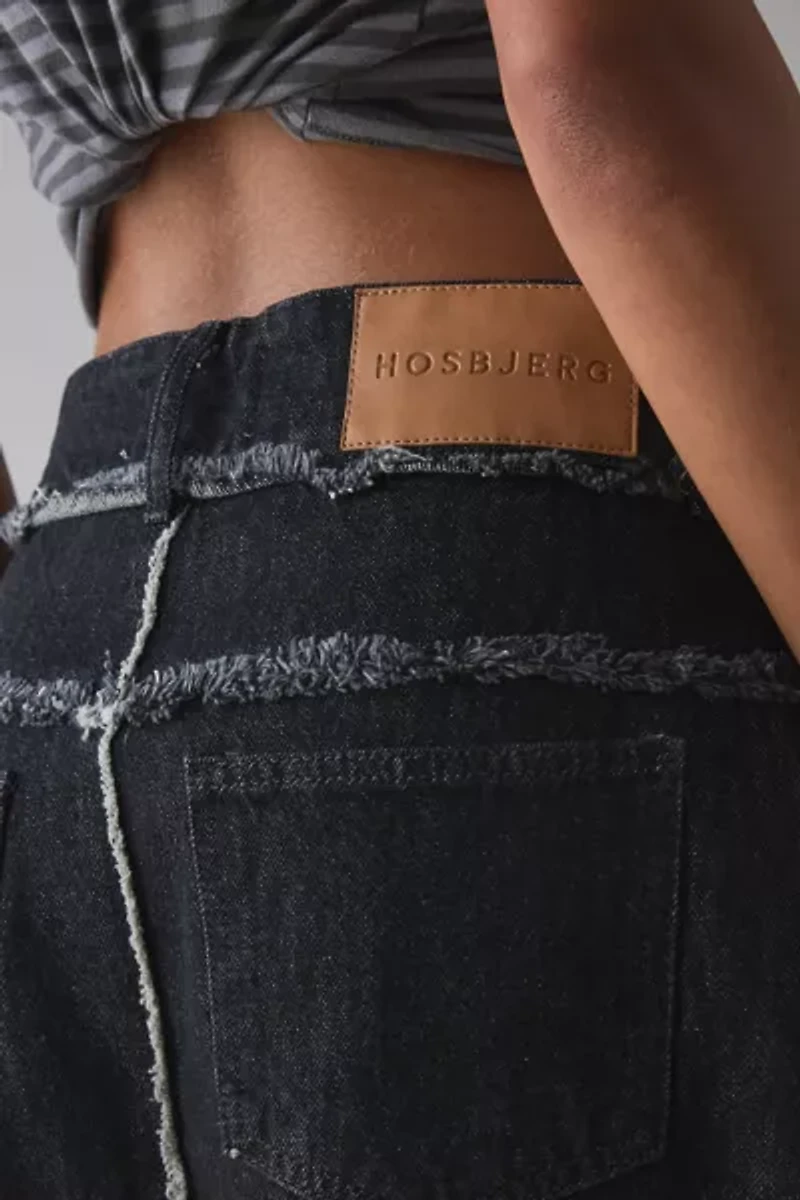 Hosbjerg Penny Frayed Denim Midi Skirt