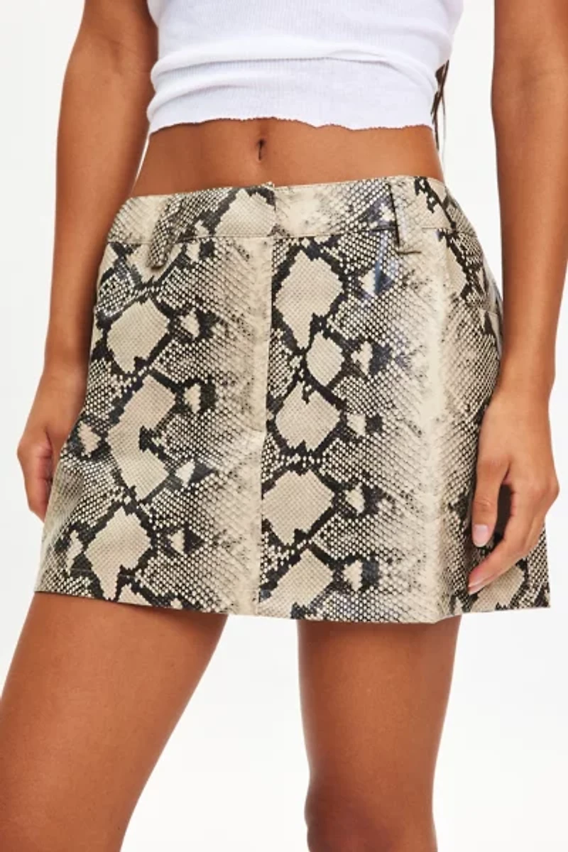 by.DYLN Xaavier Snake Print Faux Leather Mini Skirt