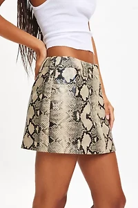 by.DYLN Xaavier Snake Print Faux Leather Mini Skirt