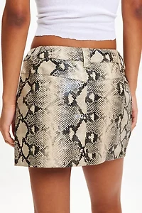 by.DYLN Xaavier Snake Print Faux Leather Mini Skirt