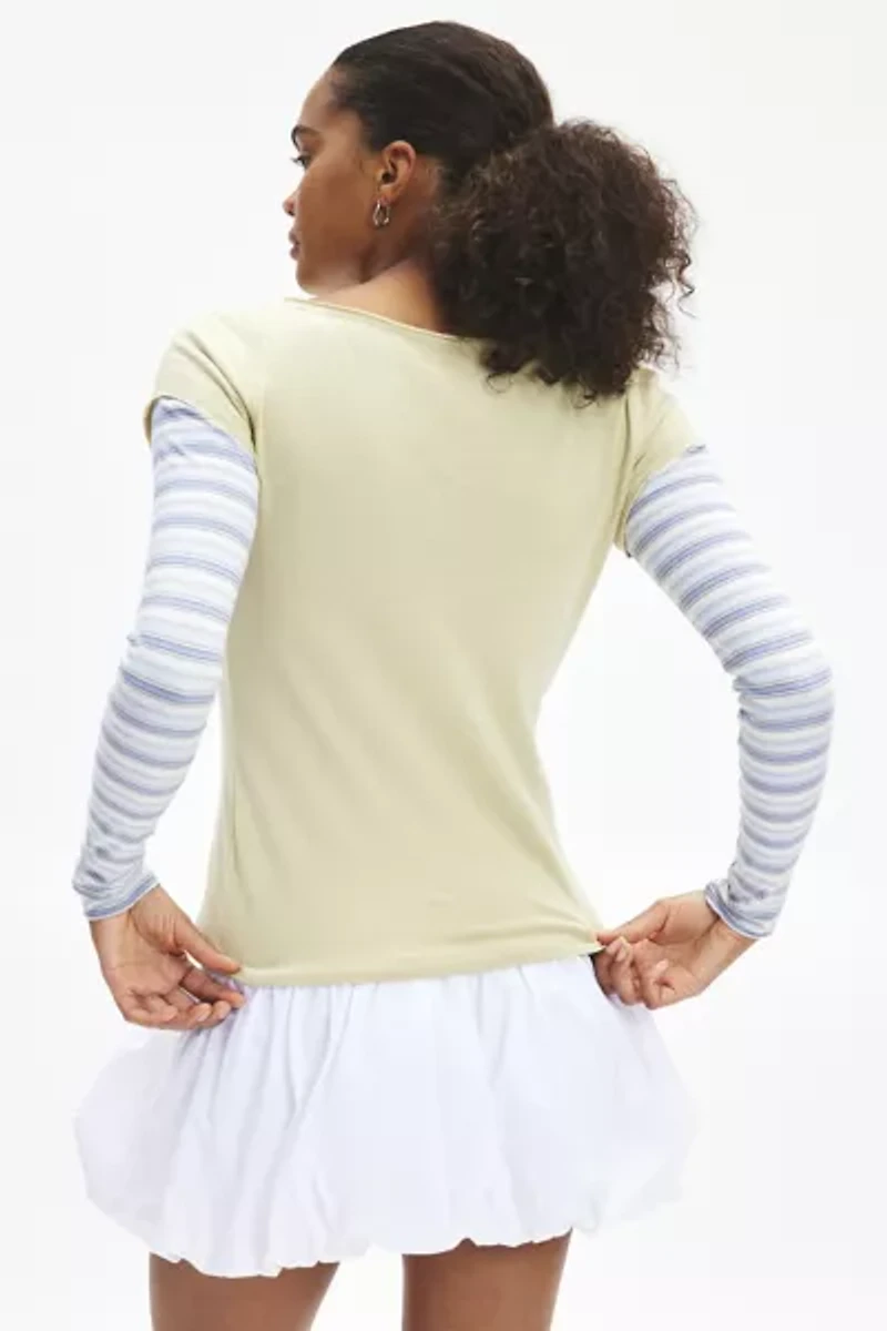 BDG Sloane Layered Twofer Slim Long Sleeve Tee