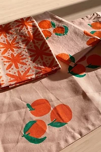 Julie Peach Block Printed Tangerines Napkin - Set of 4