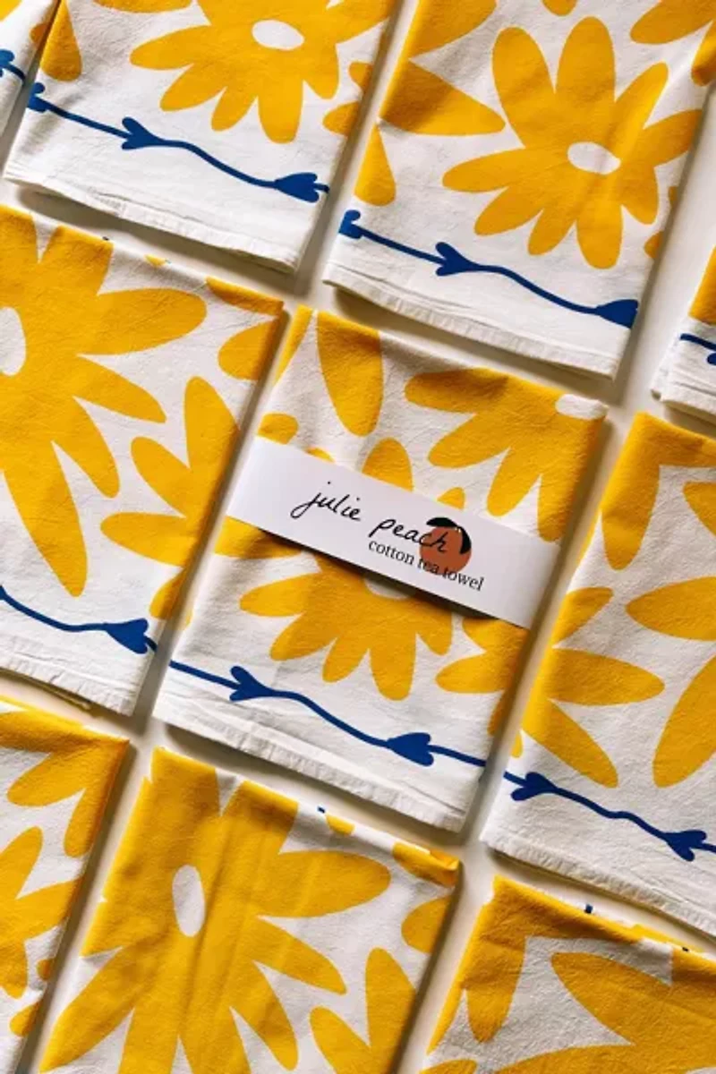 Julie Peach Floral Splat Tea Towel
