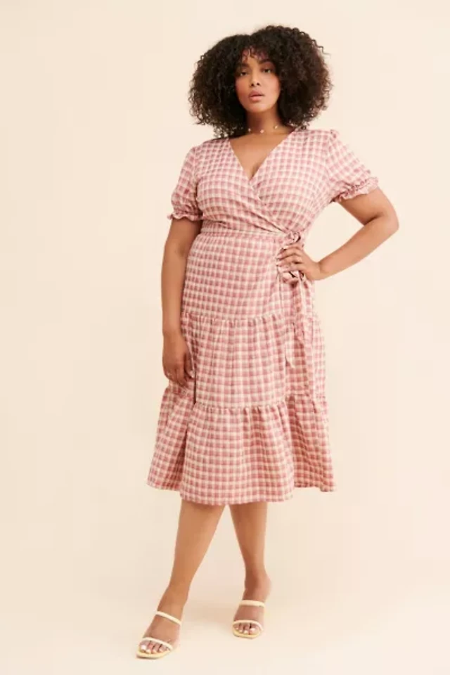 urban outfitters pink plaid dress UO Kaelli Plaid Square Neck Cami Mini Dress