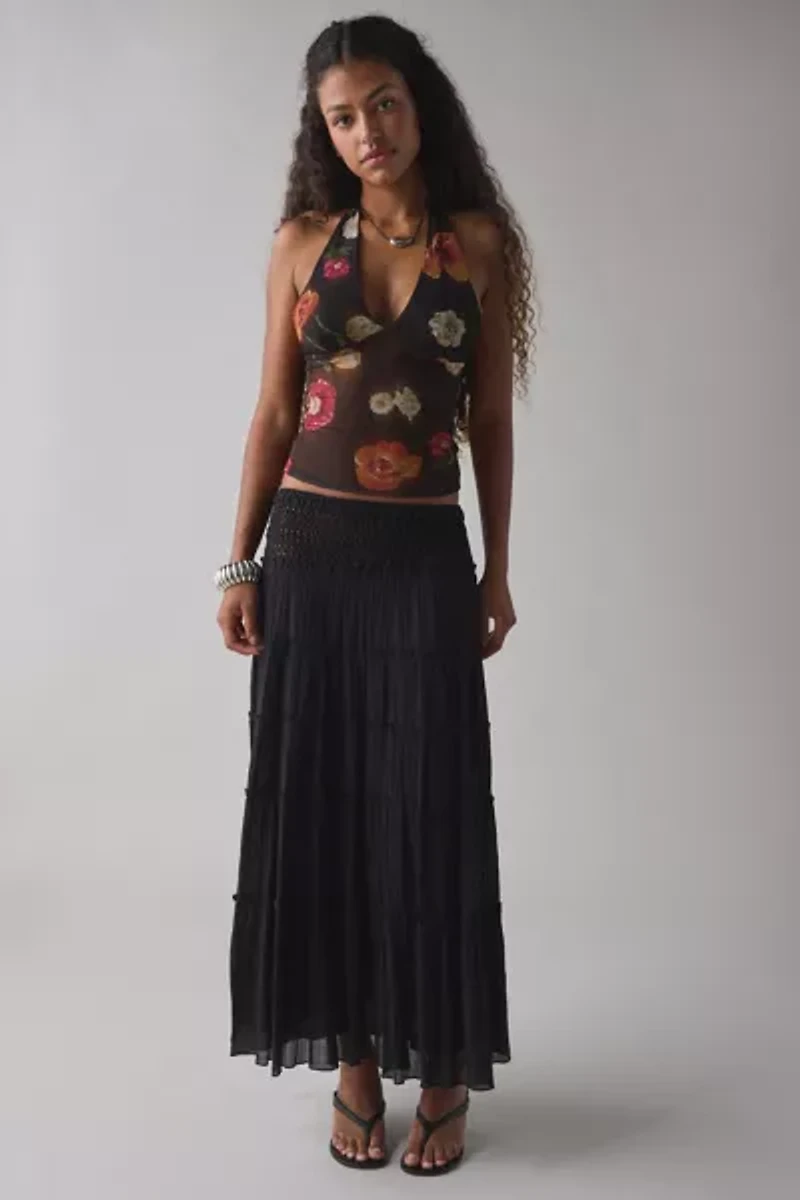 Silence + Noise Camellia Mesh Halter Top