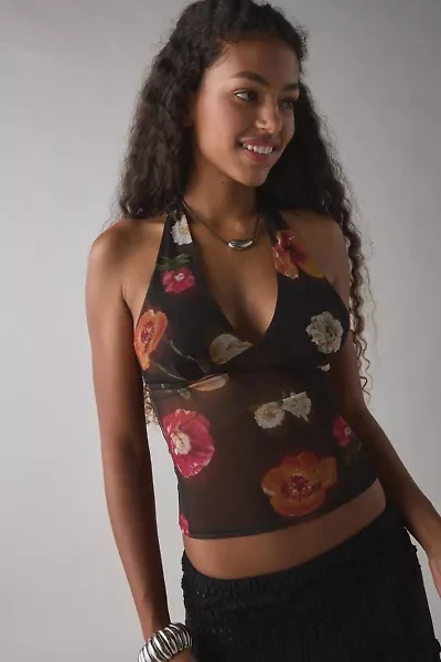 Silence + Noise Camellia Mesh Halter Top