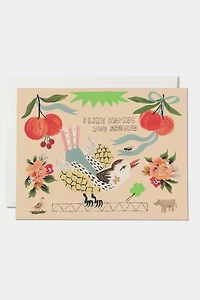 Red Cap Bird and Fly Friendship Greeting Card