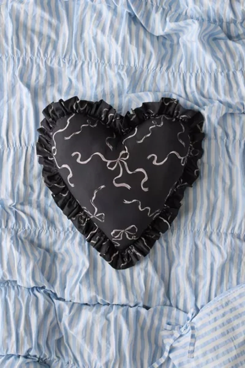 Ruffle Heart Cotton Throw Pillow