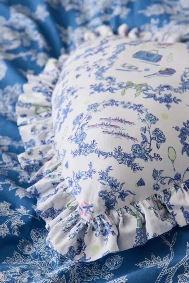 Ruffle Heart Cotton Throw Pillow