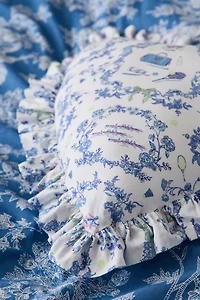 Ruffle Heart Cotton Throw Pillow