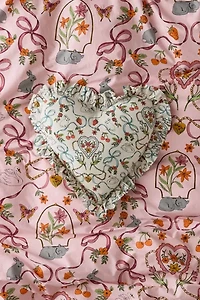 Ruffle Heart Cotton Throw Pillow
