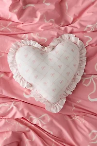 Ruffle Heart Cotton Throw Pillow