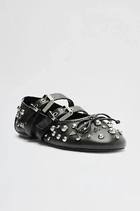 Schutz Leather Sarita Studded Ballet Flat