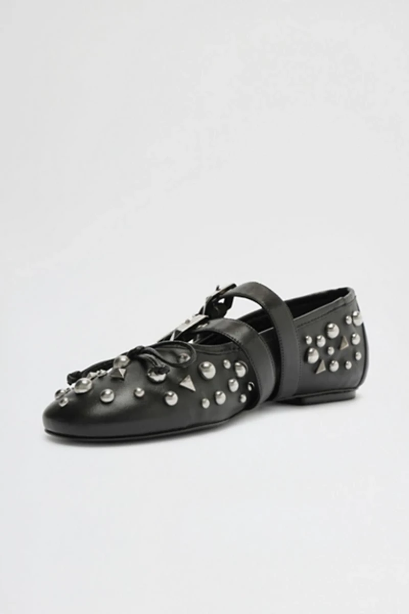 Schutz Leather Sarita Studded Ballet Flat
