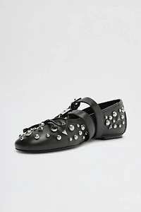 Schutz Leather Sarita Studded Ballet Flat
