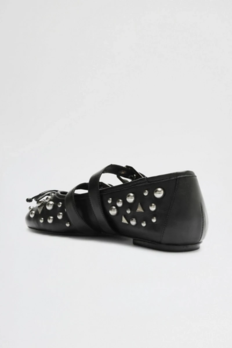 Schutz Leather Sarita Studded Ballet Flat