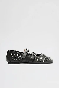 Schutz Leather Sarita Studded Ballet Flat