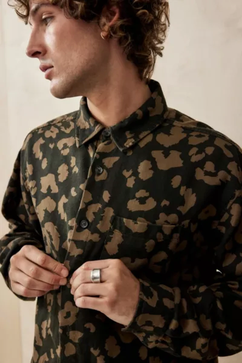 BDG Leopard Print Long Sleeve Shirt
