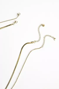 Snake Chain Stainless Steel Layered Necklace Set