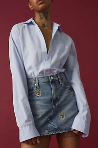 Tommy Jeans Izzie Embroidered Crest Logo Denim Mini Skirt