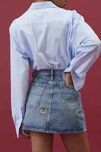 Tommy Jeans Izzie Embroidered Crest Logo Denim Mini Skirt