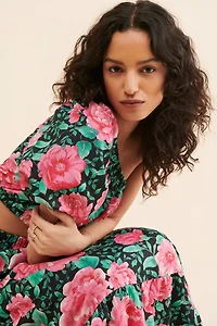 Moon River Floral Print One-Shoulder Dress
