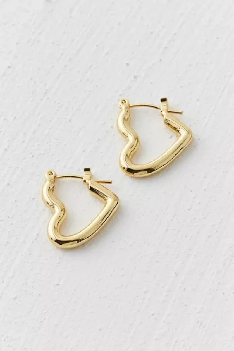 14k Gold Plated Heart Hoop Earring