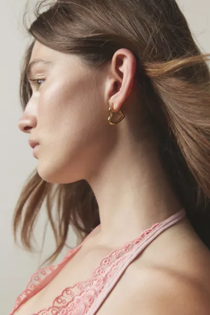 14k Gold Plated Heart Hoop Earring