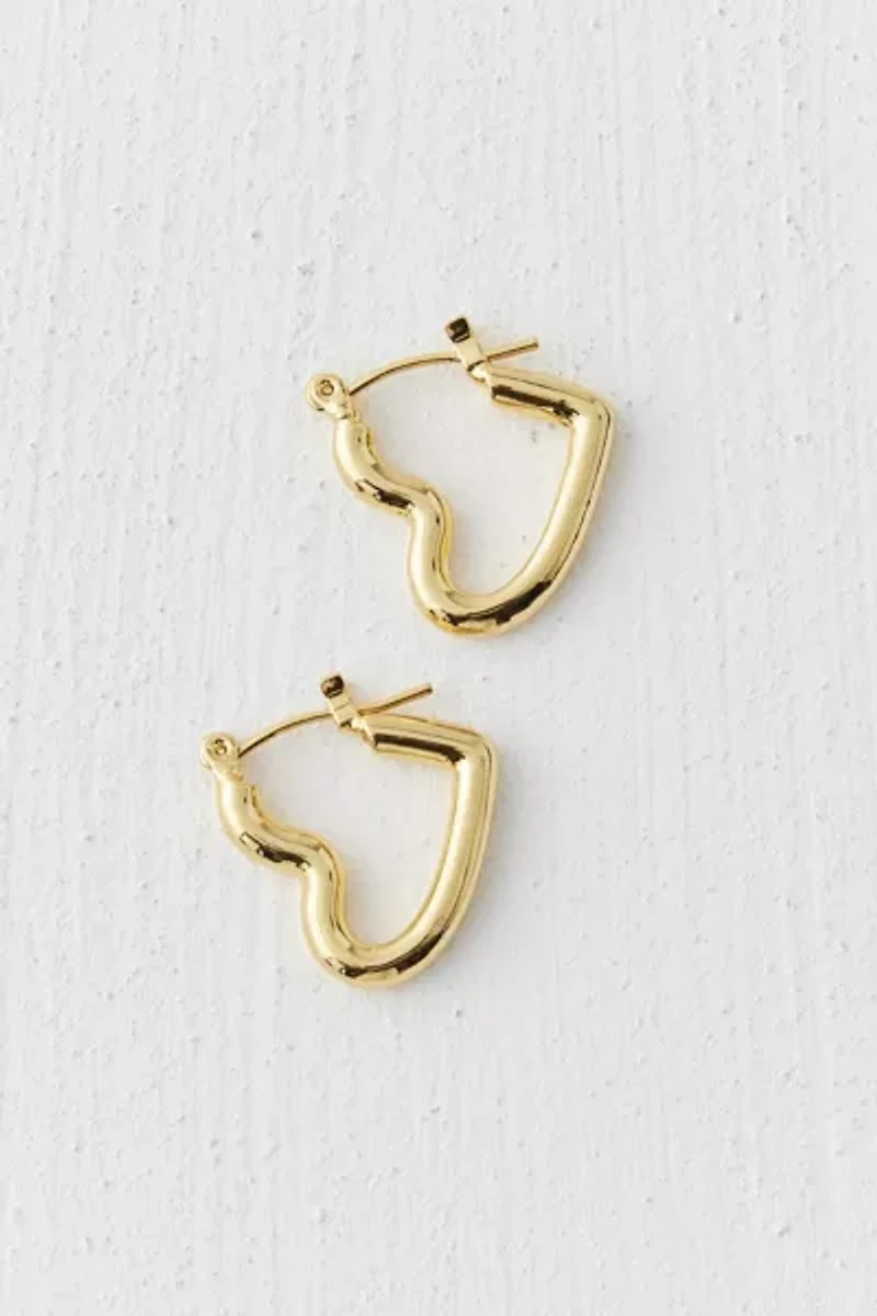 14k Gold Plated Heart Hoop Earring