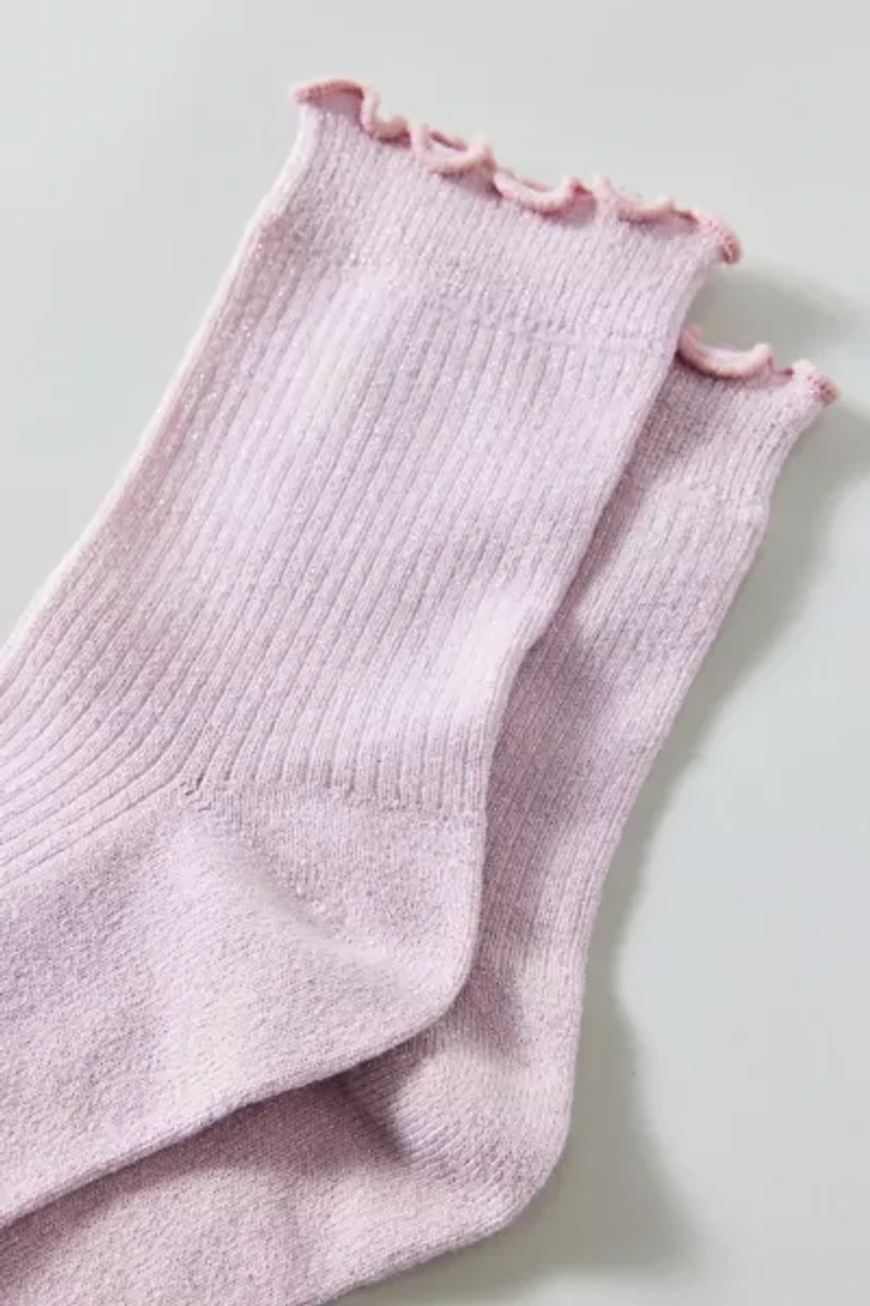 Lettuce-Edge Ruffle Ribbed Sock