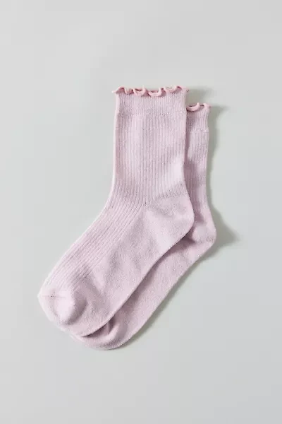 Lettuce-Edge Ruffle Ribbed Sock