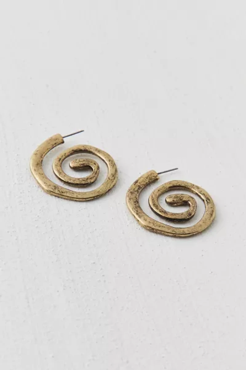 Swirly Burnished Hoop Earring