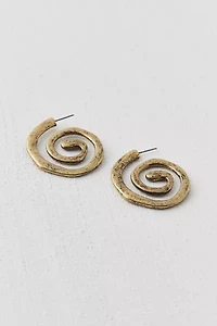 Swirly Burnished Hoop Earring