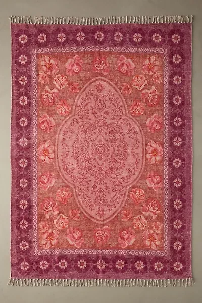 Minerva Floral Digital Printed Chenille Rug