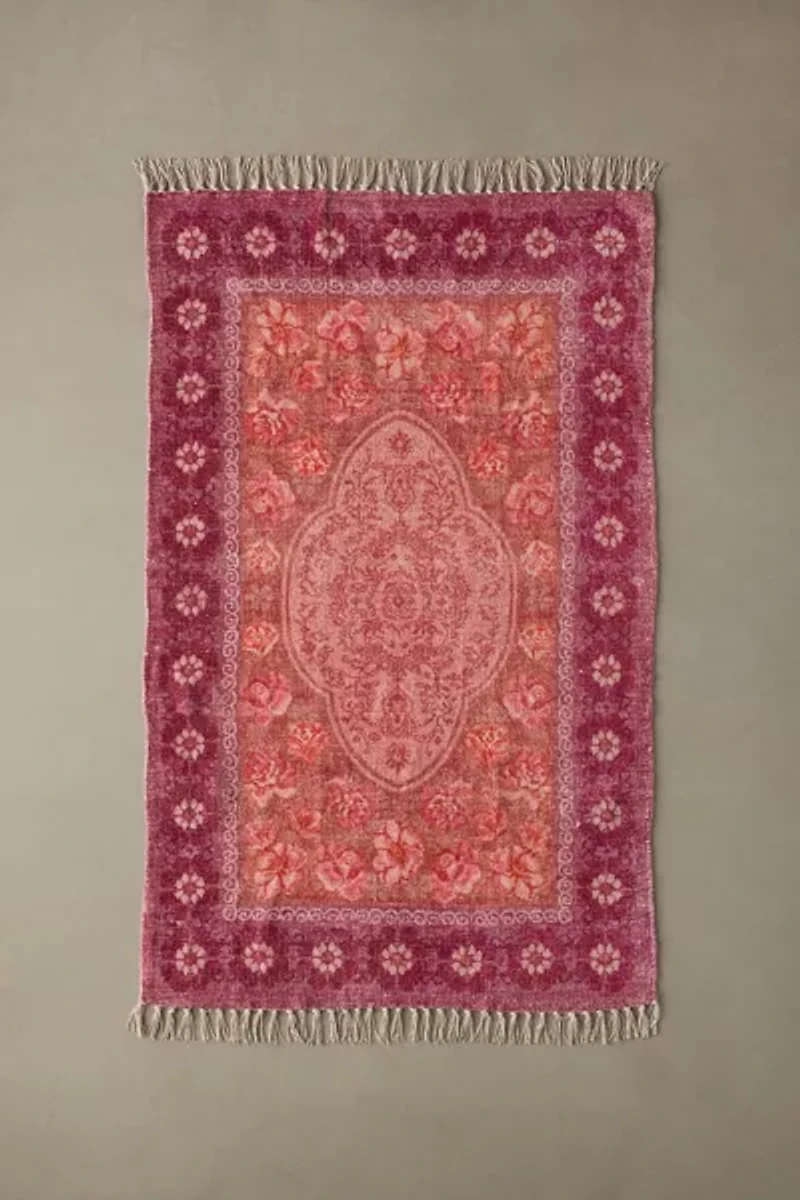 Minerva Floral Digital Printed Chenille Rug