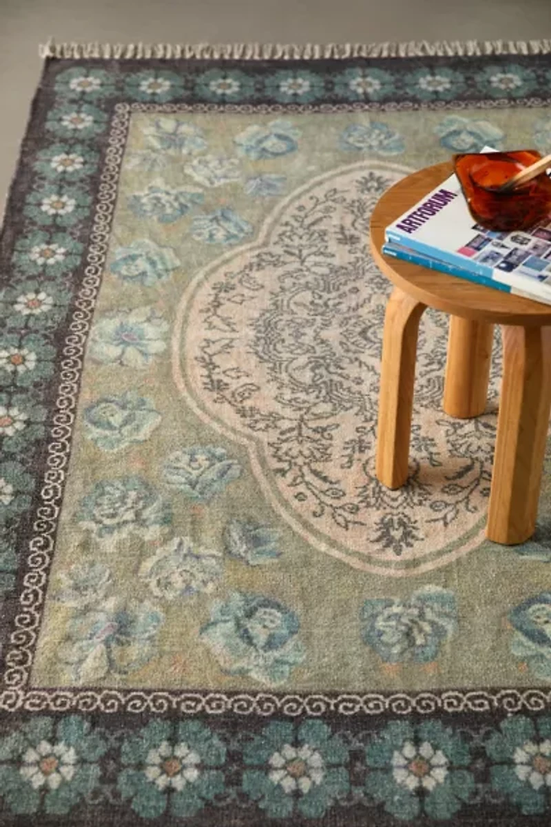 Minerva Floral Digital Printed Chenille Rug