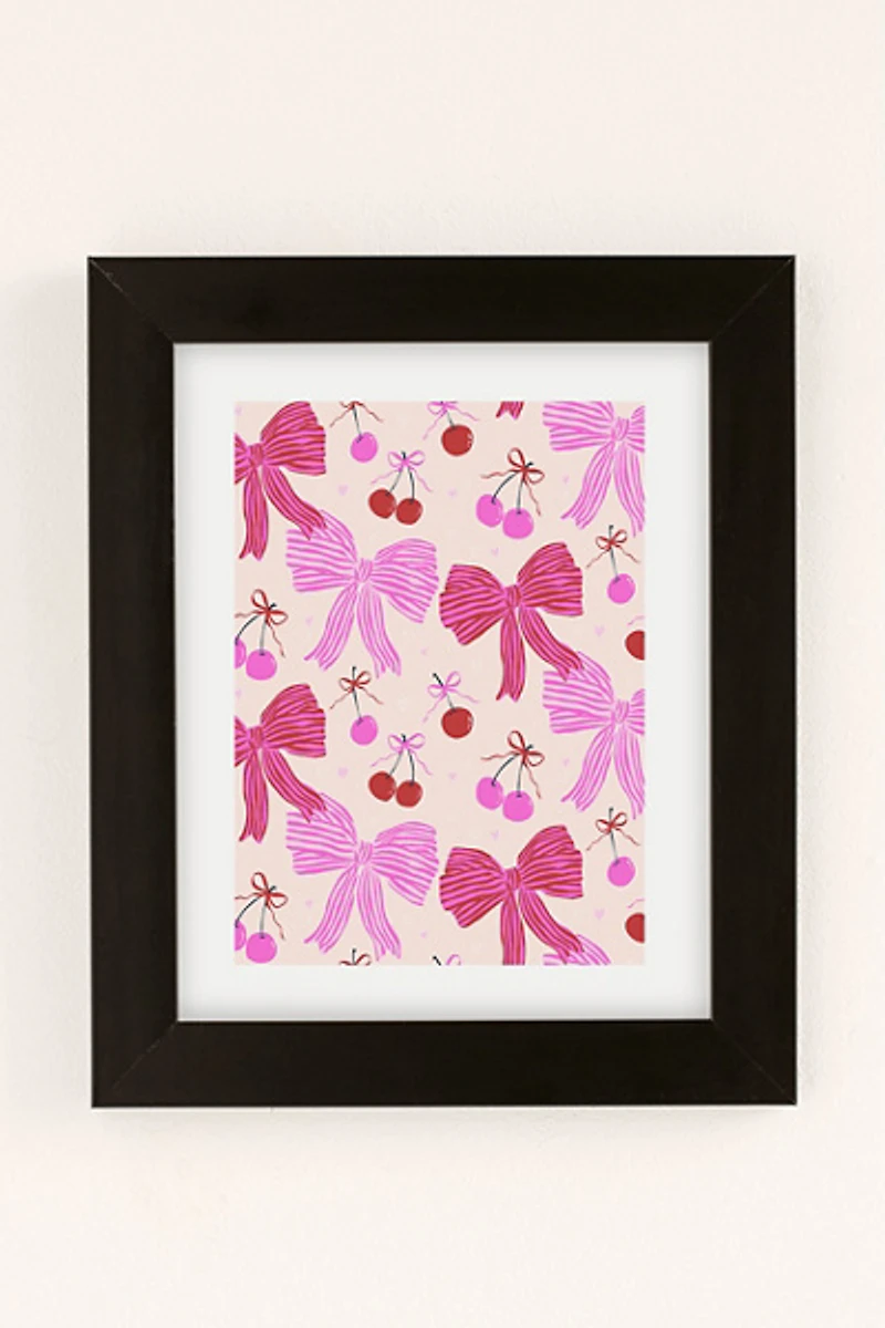 KrissyMast Striped Bows With Cherries Art Print
