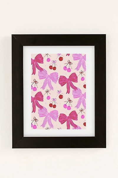 KrissyMast Striped Bows With Cherries Art Print