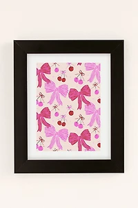 KrissyMast Striped Bows With Cherries Art Print