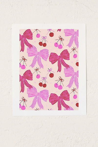 KrissyMast Striped Bows With Cherries Art Print