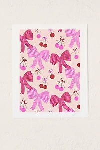 KrissyMast Striped Bows With Cherries Art Print
