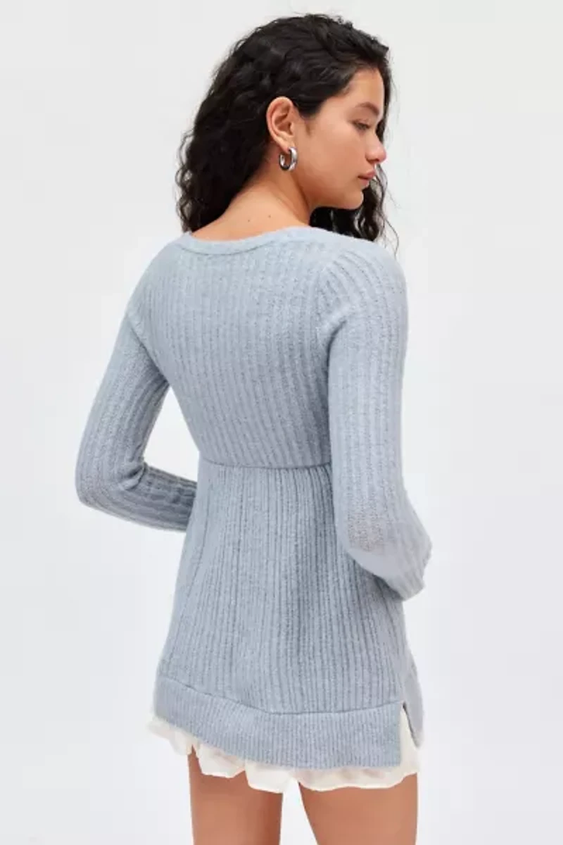 Kimchi Blue Hannah Ruffle Trim Babydoll Sweater