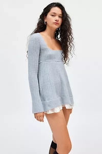 Kimchi Blue Hannah Ruffle Trim Babydoll Sweater