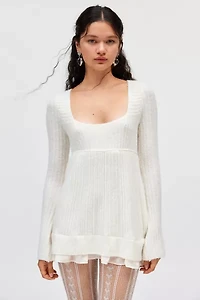 Kimchi Blue Hannah Ruffle Trim Babydoll Sweater