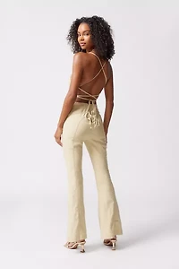 Chandler Linen Strappy-Back Jumpsuit