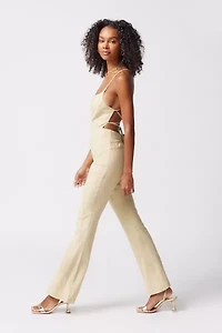 Chandler Linen Strappy-Back Jumpsuit
