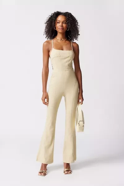 Chandler Linen Strappy-Back Jumpsuit